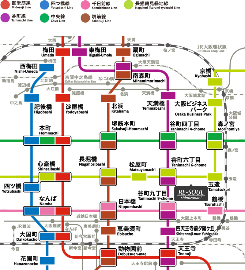 大阪市中心部路線図イメージ